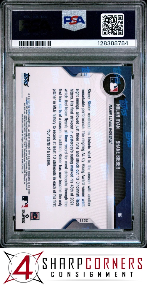 2021 TOPPS NOW #96 NOLAN RYAN HOF POP 1 PSA 10 - Image 2 of 2