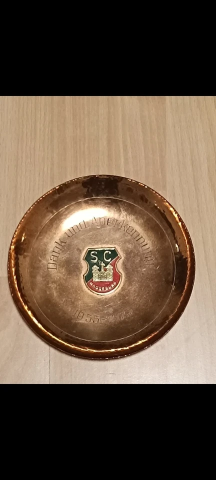 SC Magdeburg Handball 🤾‍♂️ Souvenir Schale Teller Sammler DDR Kupfer Selten - Bild 2 von 4