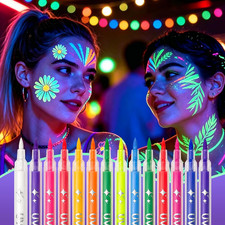 14 Colors Glow in the Dark Face Body Paint, Neon Luminous Paint Pens Tattoo Ma