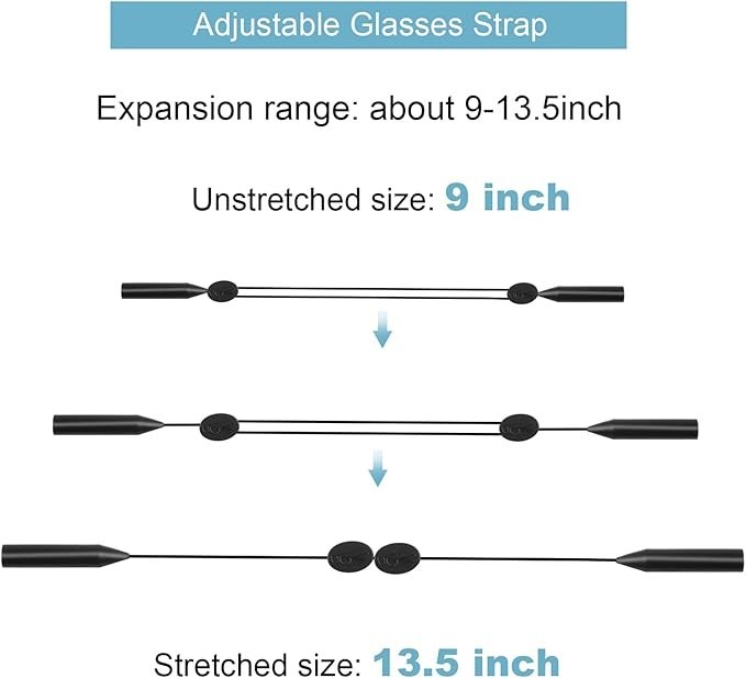 2 pack Adjustable Glasses Strap, Anti-Slip Eye Glasses Holder Strap for Sports