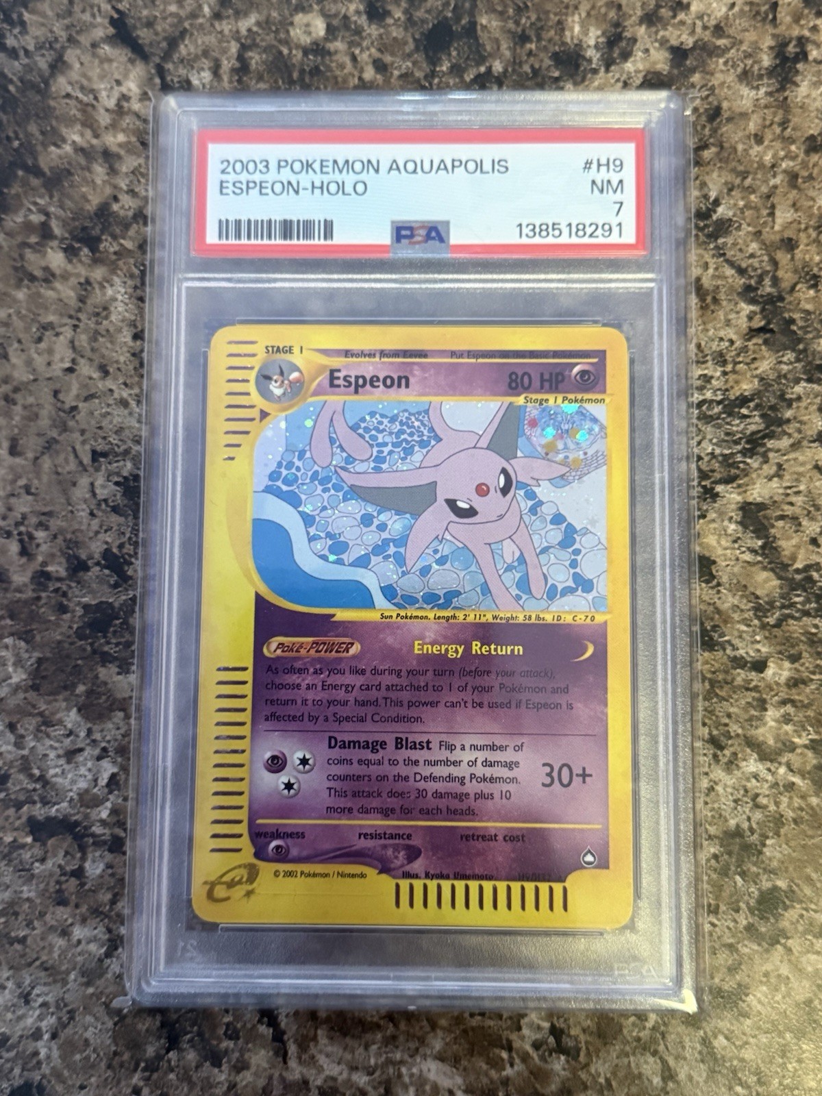 2003 POKEMON AQUAPOLIS #H9 ESPEON-HOLO PSA 7