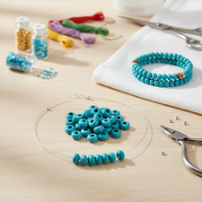 Turquoise Large Hole Beads for Jewelry Making-100pcs 14mm European Rondelle S...