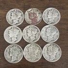 (9) Mercury Winged Liberty Head Dime Lot 90% Silver