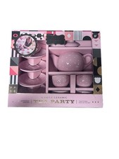 FAO Schwarz English Tea Party Set Hand-Glazed 9-Piece Ceramic Pink Polka Dots