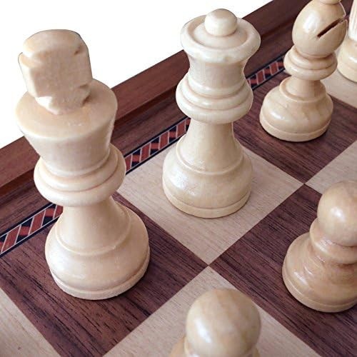 Chess Set Board Game 19" Large Deluxe w/ Drawer Storage Box Walnut Wood 1208M