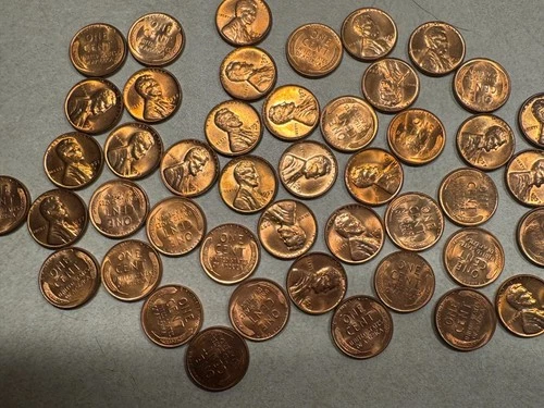 1957-D Lincoln Wheat Cent Full Roll  **BU to GEM**  50 Cents