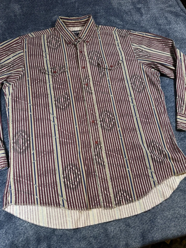 WRANGLER Shirt Men's Large Aztec Western VTG Rodeo Cowboy Work Outdoor - Image 2 of 4