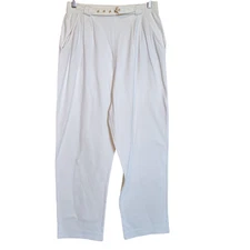 St John Sport Pants Womens Medium White High Waist Track Pant 100% Cotton Italy