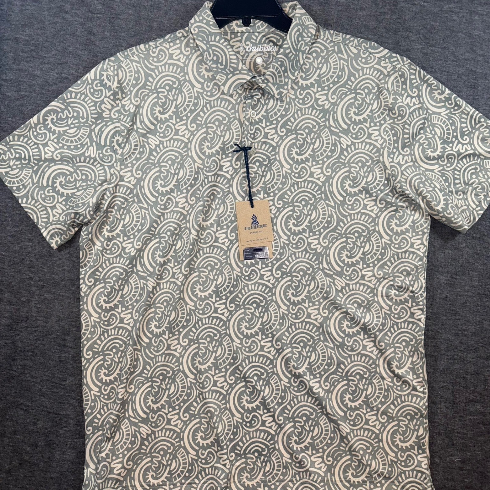 Chubbies The Screen Saver Performance Polo Shirt Green Abstract Mens XL NEW