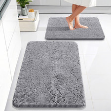 Bathroom Rugs Sets 2 Piece, Soft Absorbent Chenille Bath Mats Area Rug Set, Non-