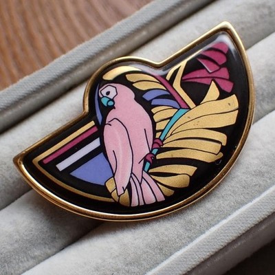 Michaela Frey Pink Parrot Bird Brooch Pin Used