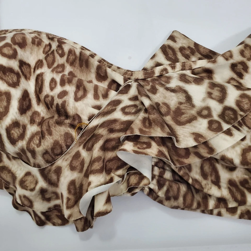 Antonio Melani Women's Beige Tan Animal Print Halter Neck Bandeau Bikini Size L - Image 2 of 4