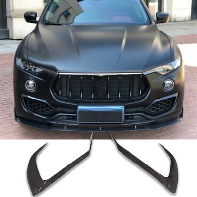 Carbon Fiber Front Bumper Canards Lip Splitter Fins For Maserati Levante 2017-21