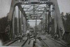 Antique CABINET PHOTO 1908 ~ Portland Oregon BNSF Railroad Bridge Construction
