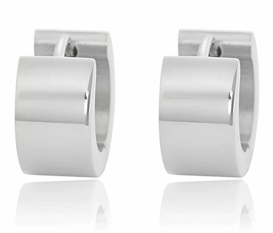 Pendientes Huggie de aro pequeños de acero inoxidable Edforce para hombre mujer Foto 2 de 4