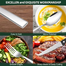 48 Piece Silverware Set for 8 Stainless Steel Flatware Kitchen Utensils