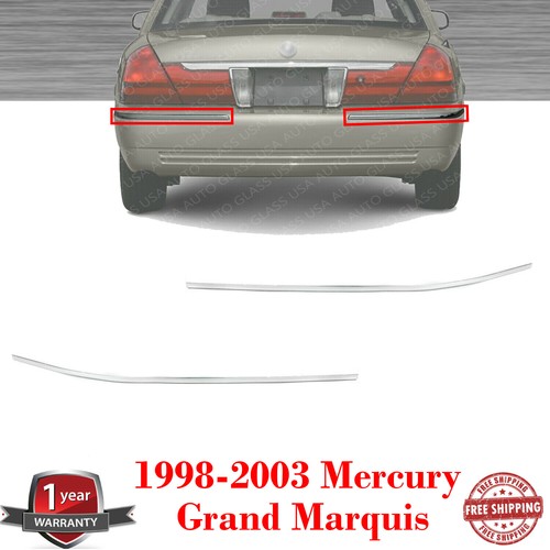 Set of 2 Rear Bumper Molding Trims Chrome For 19982003 Mercury Grand