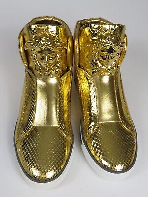 NEW 41 VERSACE sneaker gold leather python Medusa Palazzo NEW 41 VERSACE sneaker gold leather python Medusa Palazzo