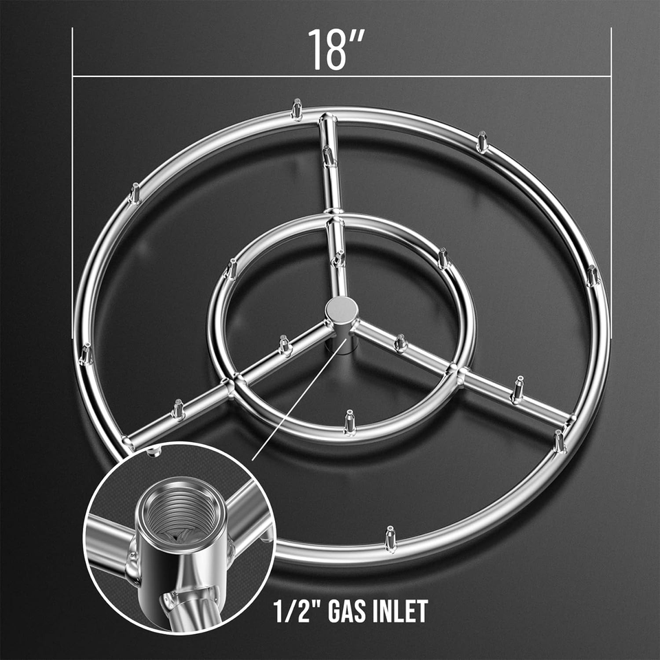 18 Inch round Stainless Steel Fire Pit Jet Burner Ring High Flame eBay