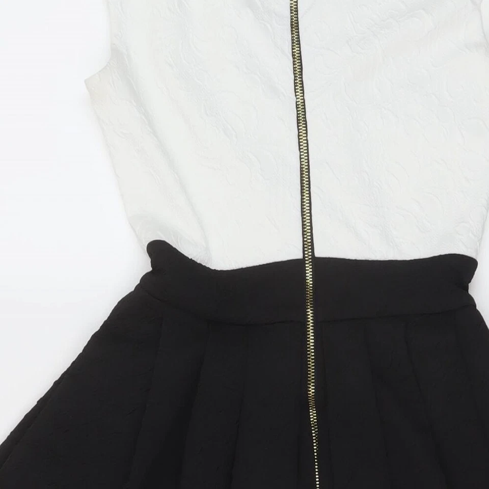 Goddess Womens Black Polyester Skater Dress Size 8 Boat Neck Zip - Image 4 of 4