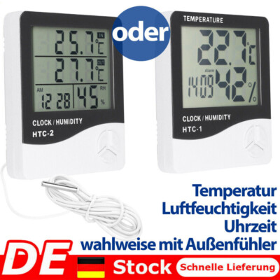 LCD Wetterstation Thermometer / Hygrometer mit Innen & Außentemperatur Sensor DE