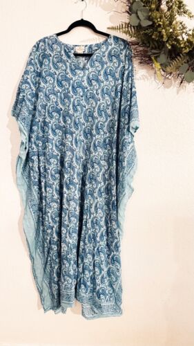 ANOKHI Lagenlook Maxi One Size Bohemian Blue Flora