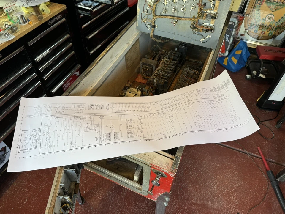 Máquina de Pinball EM Electromecánica Tamaño Pared Gigante Esquema 3' Ancho x 9' Largo Foto 2 de 4