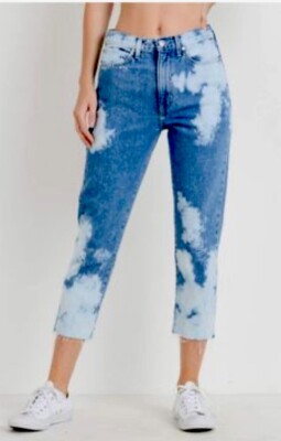 Women s Just Black Bleached Cropped Raw Hem High Rise Jeans Size 25 MSRP $150