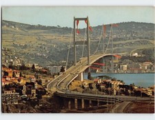 Postcard Boğaziçi Köprüsünün Ortaköyden görünüşü Istanbul Turkey