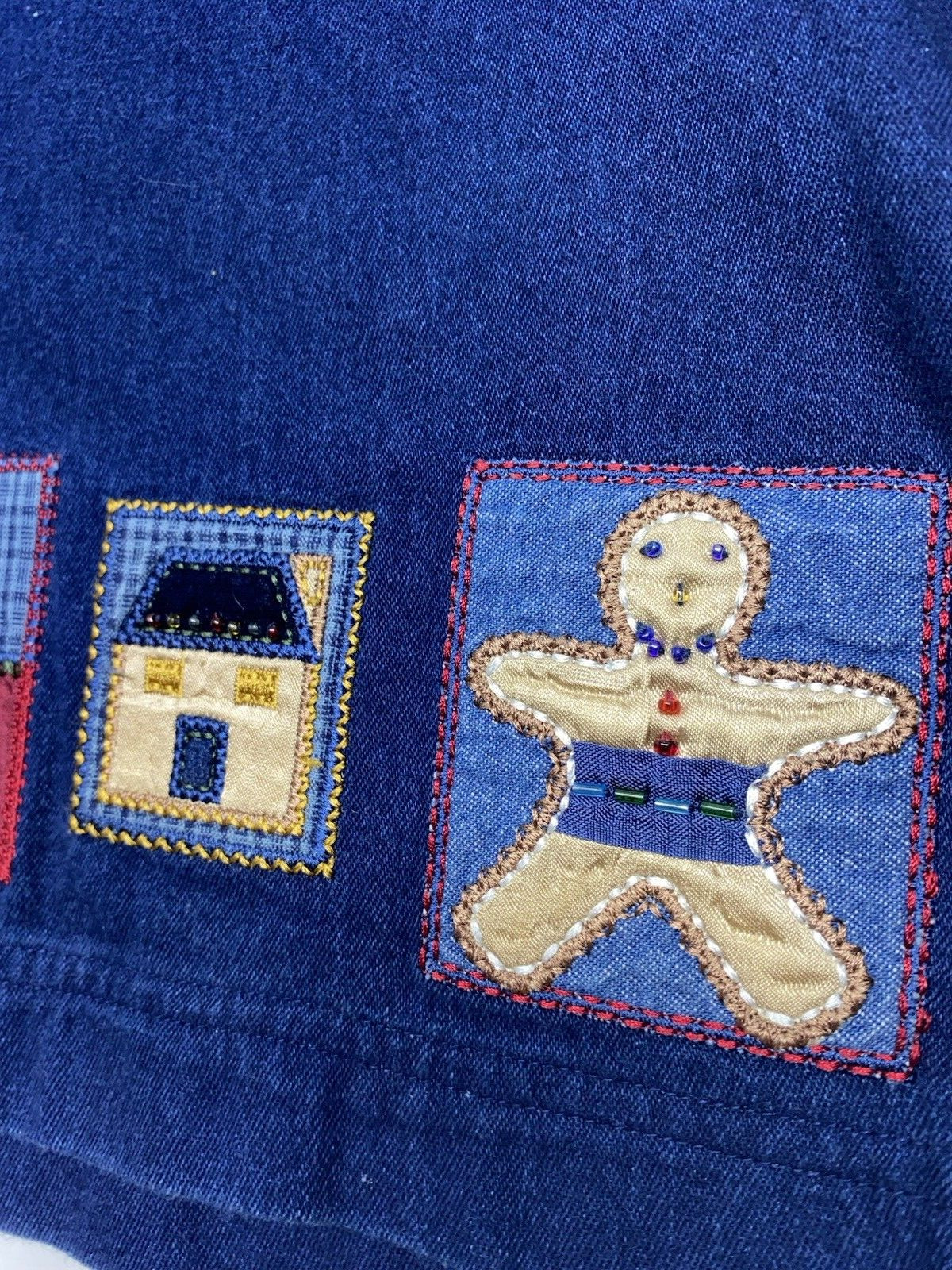 Koret Vintage Christmas Patchwork Button-Up Dark … - image 4