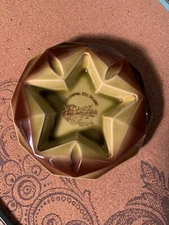 Vintage USA Pottery Ashtray Green Brown Colorado Ceramic Mid Century Modern