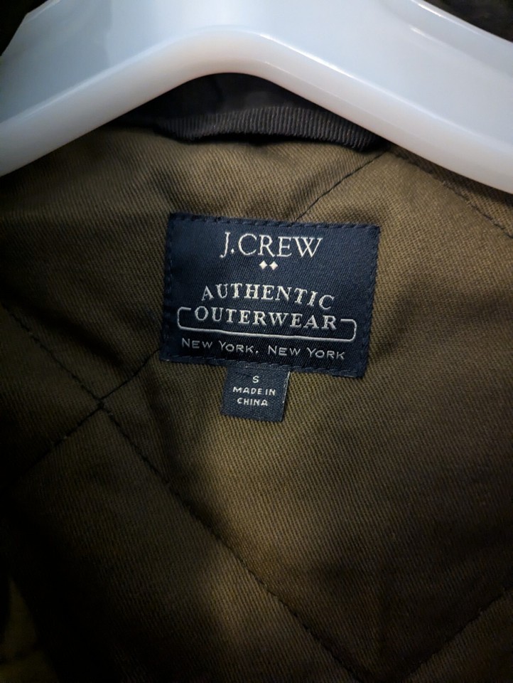 J. Crew Authentic Outerwear Mens Vest Small Black/Olive Quilted Full