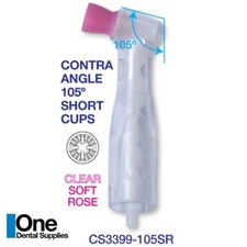 Dental Disposable Clear Body Prophy Angles Rose/Pink Short Cup Soft 105° 500's