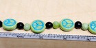 Lampwork Glass Beads Green Blue Peace Signs Small Black Green Craft Art Jewelry