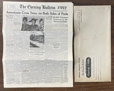 BEYOND RARE 1944 WWII The Evening Bulletin &Envelope Strawbridge & Clothier AUC5