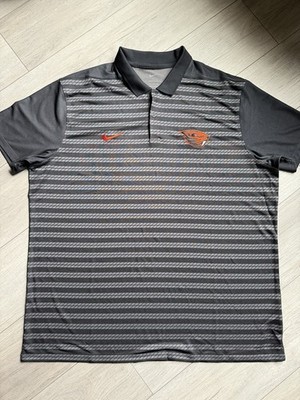 Nike Oregon State Beavers Polo Shirt Men s XXL Gray Dri-FIT Striped Performance