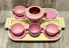 Vintage 1982/85 Fisher Price Pink  Creme Tea Party Set With Tray