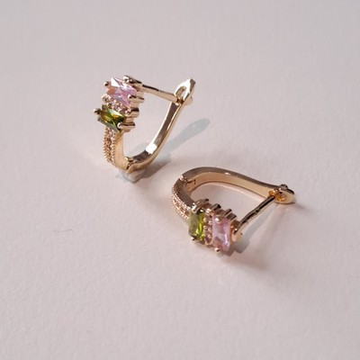 Goldplattiert-hoop Ohrringe Mit Zirconia 