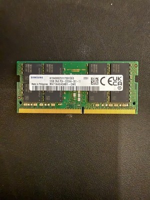 Samsung 32GB DDR4-3200 PC4-25600 2Rx8 260-Pin SODIMM M471A4G43AB1-CWE CL22 RAM