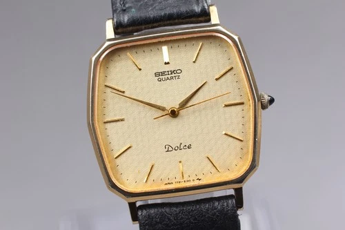 Vintage 1987 [Exc+5] SEIKO Dolce 7731-5120 Quartz Gold Men's Watch From JAPAN