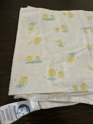 Vintage Htf Gerber Baby Receiving Blanket White Yellow Duckies HEAVY WASH WEAR