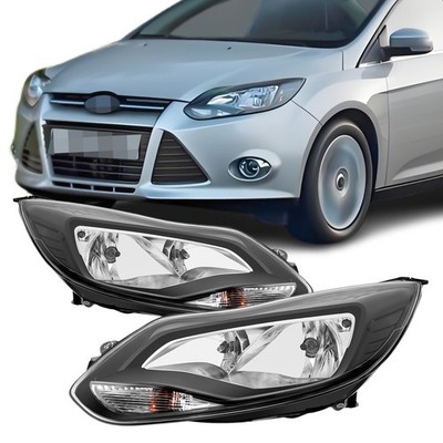 2x Front Scheinwerfer für Ford Focus III MK3 10-14 Schwarz Hauptscheinwerfer