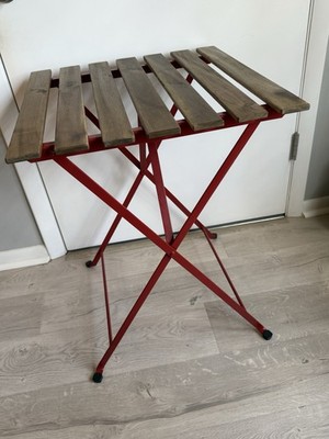 IKEA TARNO Outdoor Folding Bistro Table Wood Top w Steel Red Underframe NWOT