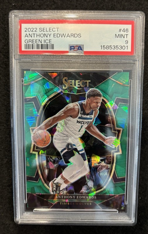 2022 Select Anthony Edwards Green Ice #46 Timberwolves PSA 9