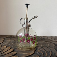 Vintage Red Floral Hand Painted Glass Plant Mister, glass mister, plant sprayer