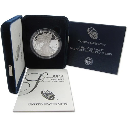 2014 W American Silver Eagle Choice Proof Bullion $1 Coin OGP COA