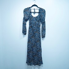 New ASTR The Label Black Ditsy Floral Salinas Long Sleeve Midi Dress Medium