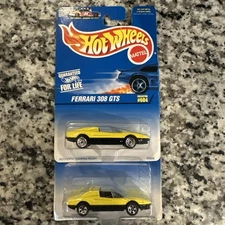 Hot Wheels Lot or 2 Ferrari 308 GTS Yellow #604 Wire and 5 spoke Variation