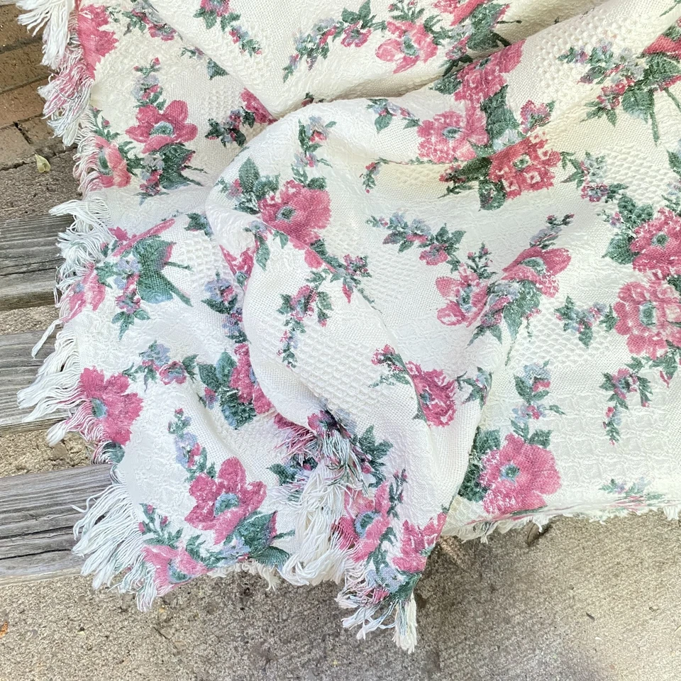 Tapiz tejido floral vintage manta casa núcleo ramo de flores 50x58" Foto 2 de 4