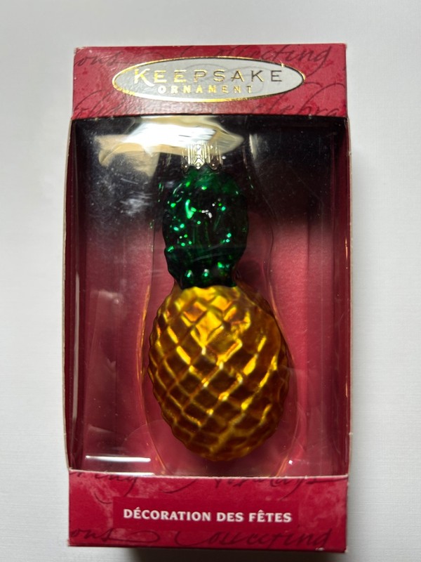 Vintage Hallmark Li’l Pineapple Blown Glass Christmas Ornament  YR 2000